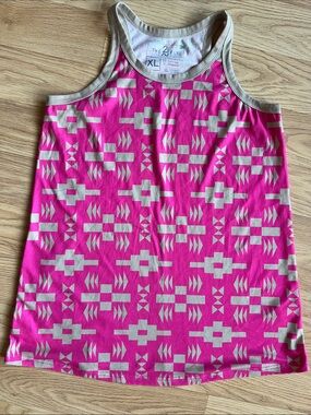 Two Fly Pink/Tan Aztec Racerback Tank Top Sz XL